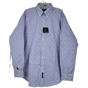 Vesi Sportswear Gingham Plaid Button Down Shirt Men L Long Sleeve Blue NWT